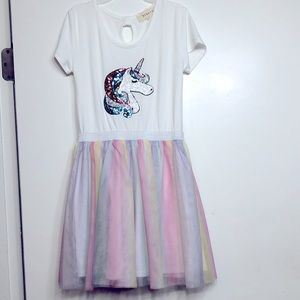 Unicorn Tshirt girls dress. Size 8.